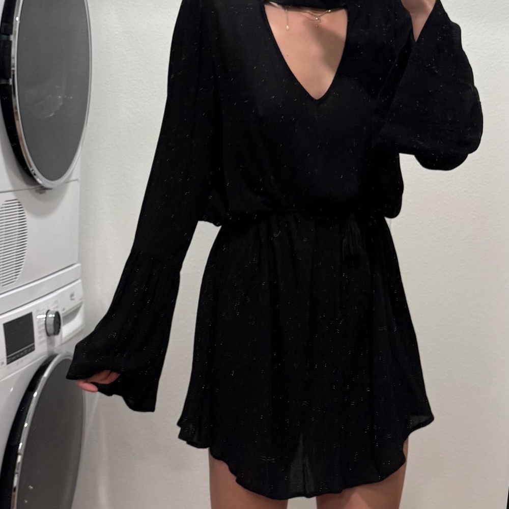Black Long Sleeve Cutout Dress